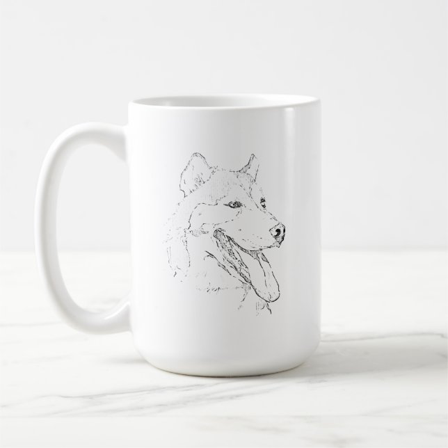 Caneca Husky – Caneca de Café com Desenho à Mão (Esquerda)
