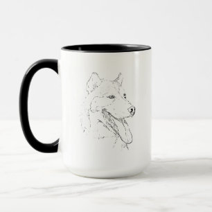 Caneca Husky – Xícara de Café com Desenho à Mão