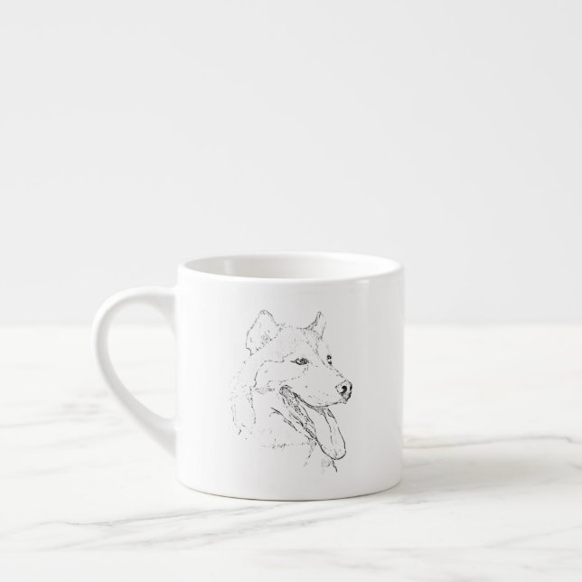 Caneca Husky – Xícara de Café com Desenho à Mão (Esquerda)