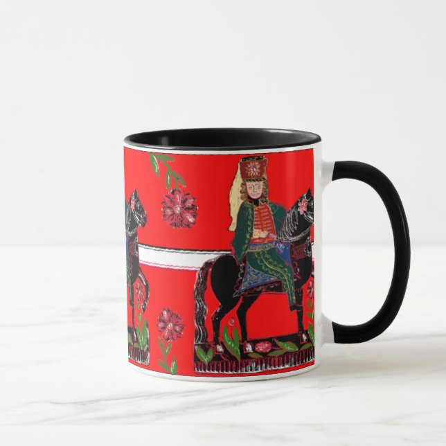 Caneca Hussar em um cavalo preto - arte popular húngara (Direita)