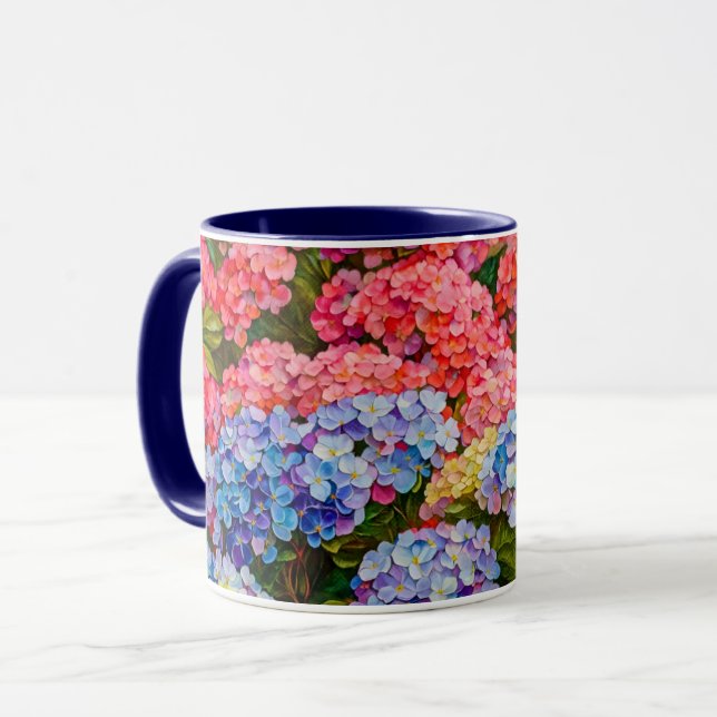 Caneca Hydrangea Flowers Art Mug Cup (Frente Esquerda)