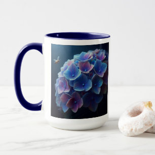 Caneca Hydrangeas Floral Purple e Blue