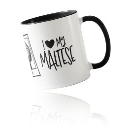 Caneca I Heart My Maltese Pop Art Custom Photo & Name