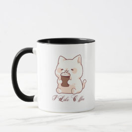 Caneca "I Like Coffee" Kawaii Cat Illustration