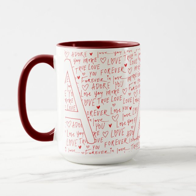 Caneca I Love A You — Personalized Initial “A” Romantic D (Esquerda)