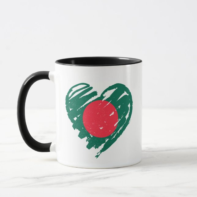 Caneca I Love Bangladesh - Bangladesh Flag Heart (Esquerda)