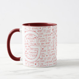 Caneca I Love G You — Personalized Initial “G” Romantic D