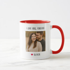 Caneca I Love You Forever Custom Name Couple Photo