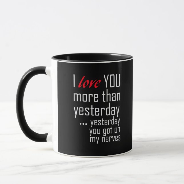 Caneca I Love You More Than Yesterday Romantic Design  (Esquerda)