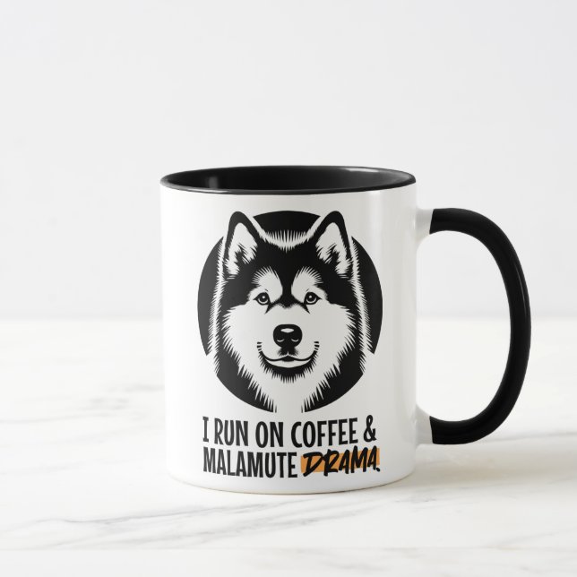 Caneca I Run On Coffee & Malamute Drama For Dog Owners (Direita)