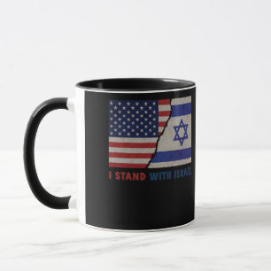 Caneca I Stand With Israel Patriotic USA and Israel Flag