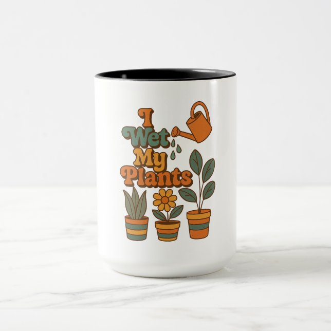 Caneca I Wet My Plants – Retro 70s Stripes (Centro)