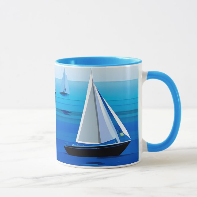 Caneca Iate Sob Vela, Cobalto Azul (Direita)