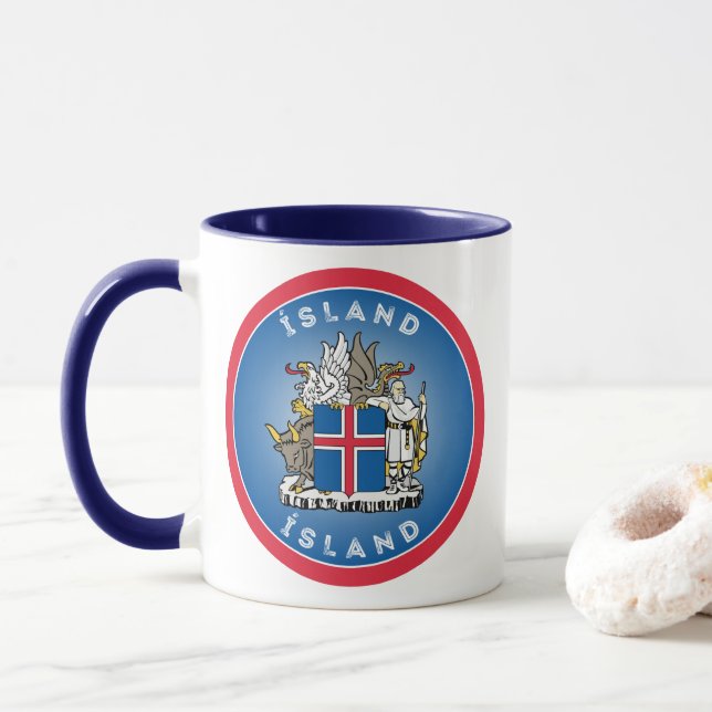 Caneca Iceland Coat of Arms Circle Shape (Com Donut)