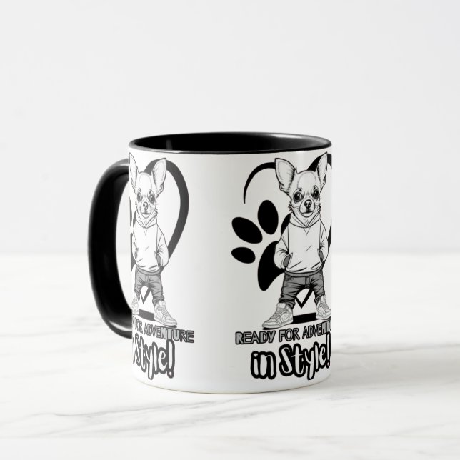 Caneca Ícone do Mini Estilo: Chihuahua em Sneakers (Frente Esquerda)