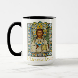 Caneca Ícone Ortodoxo Católico de Jesus Pantokrator