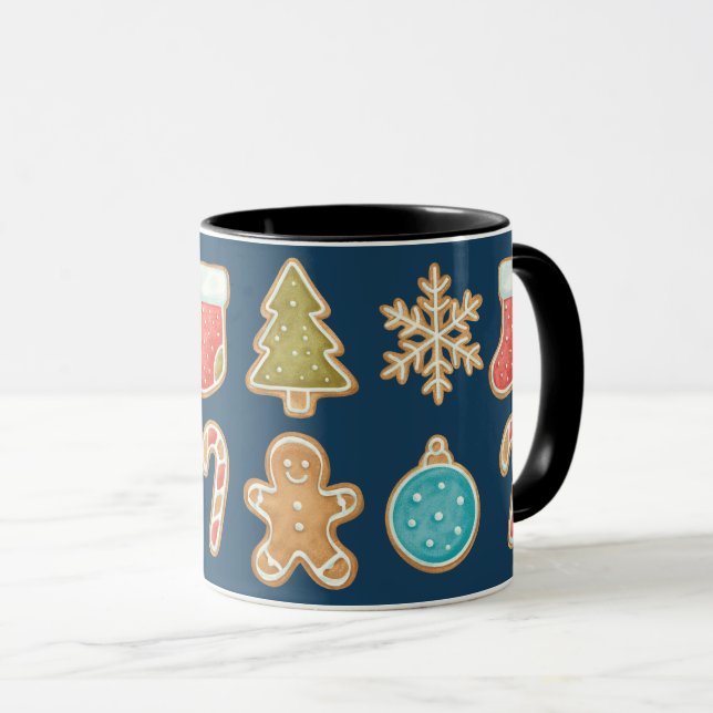 Caneca Ícones de Biscoitos de Natal | Pão de Mel  (Frente Esquerda)