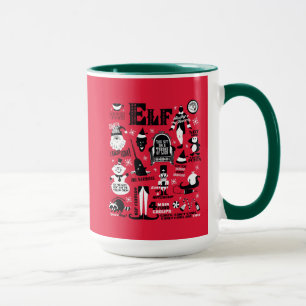 Caneca Ícones do Elf e citações de filmes