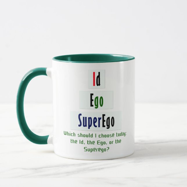 Caneca Id, Ego e Psicologia Superego em Verde e Negro (Esquerda)