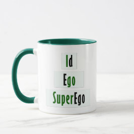 Caneca Id, Ego e Psicologia Superego em Verde e Negro