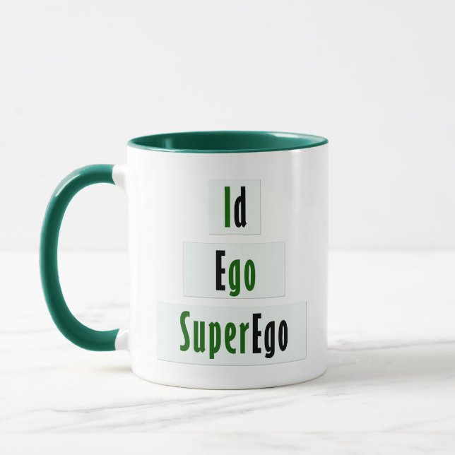 Caneca Id, Ego e Psicologia Superego em Verde e Negro (Esquerda)