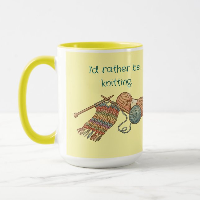 Caneca I'd rather be knitting. (Esquerda)