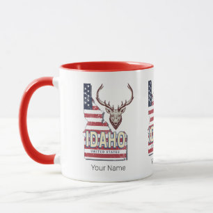 Caneca Idaho Estados Unidos Retro Map Vintage Deer EUA