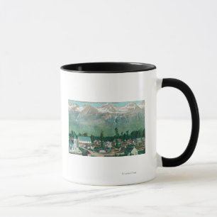 Caneca Ideia aérea da área residente da cidade
