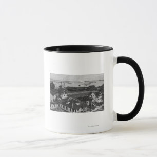 Caneca Ideia aérea das residências e da parte dianteira