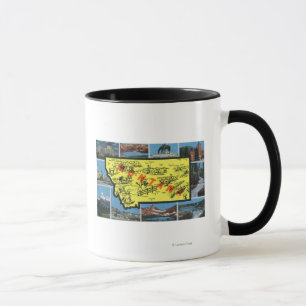 Caneca Ideia do estado com cidades, vistas cénicos