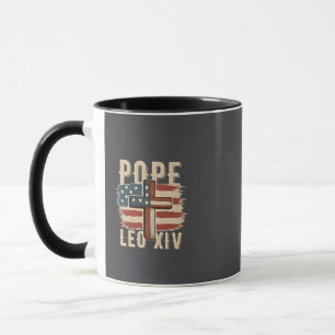 Caneca Igreja Cristã do Papa Leão XIV Bandeira dos EUA