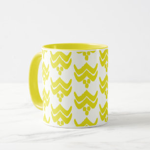 Caneca Ikat Floral Estilizado - Amarelo e Branco da Mosta