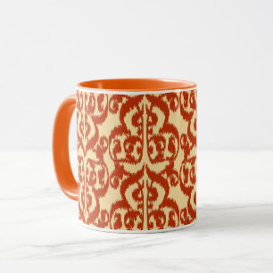 Caneca Ikat Moorish Damask - laranja Mandarin