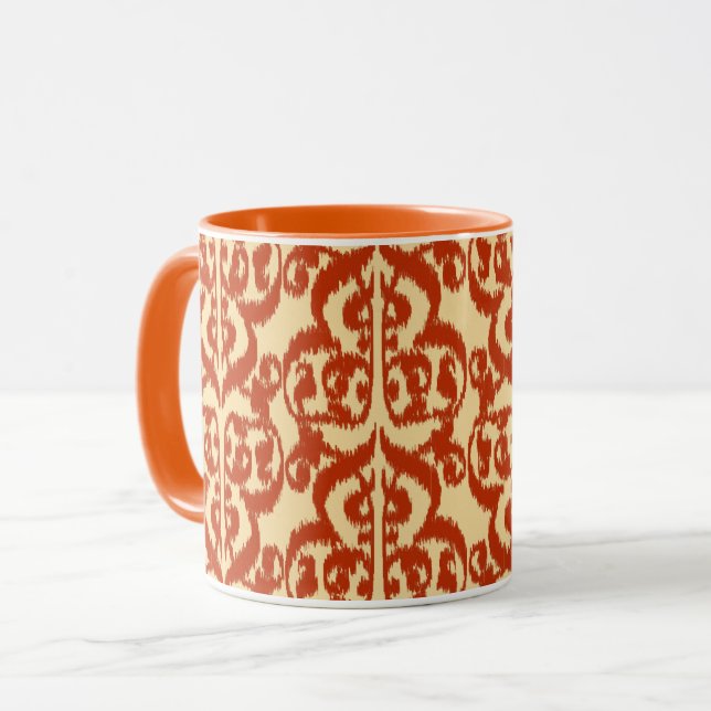 Caneca Ikat Moorish Damask - laranja Mandarin (Frente Esquerda)