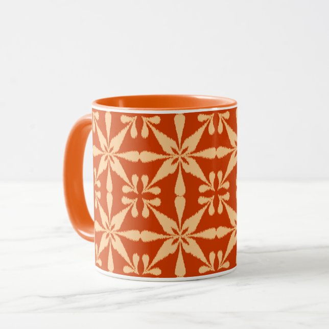 Caneca Ikat Star Pattern - Mandarin Orange (Frente Esquerda)