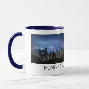 Caneca Ilha de Hong Kong - Skyline Panorama Night Souveni