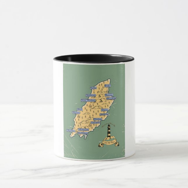 Caneca Ilha De Man - Viagem mapa Ilustrado (Centro)