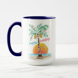 Caneca Ilha Holiday Tropical Beach Palm Tree Natal