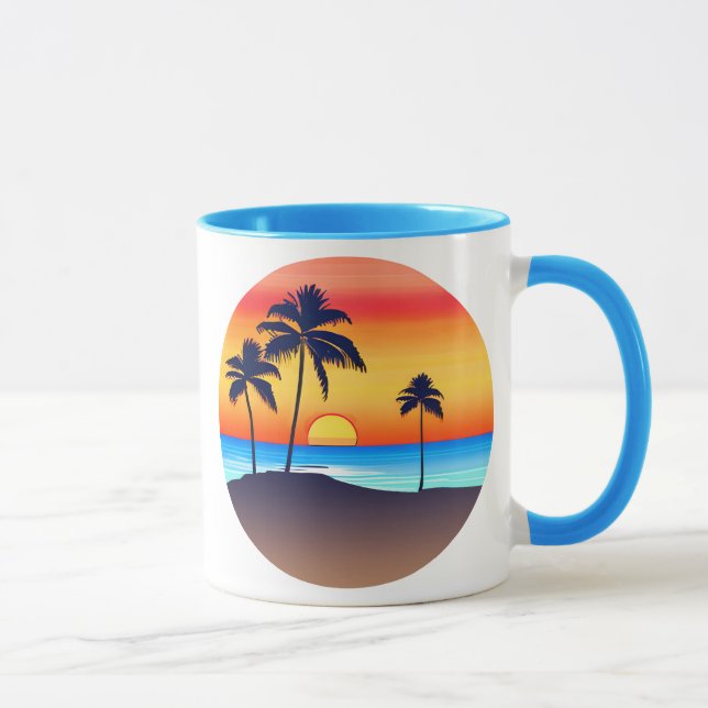 Caneca Ilha Tropical no Sunset com Palm Trees (Direita)