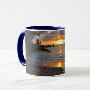Caneca Ilha Tropical Seichelenses Palm Tree Sunset