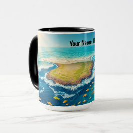 Caneca Ilha Tropical Vibrante e Rica Vida Marinha