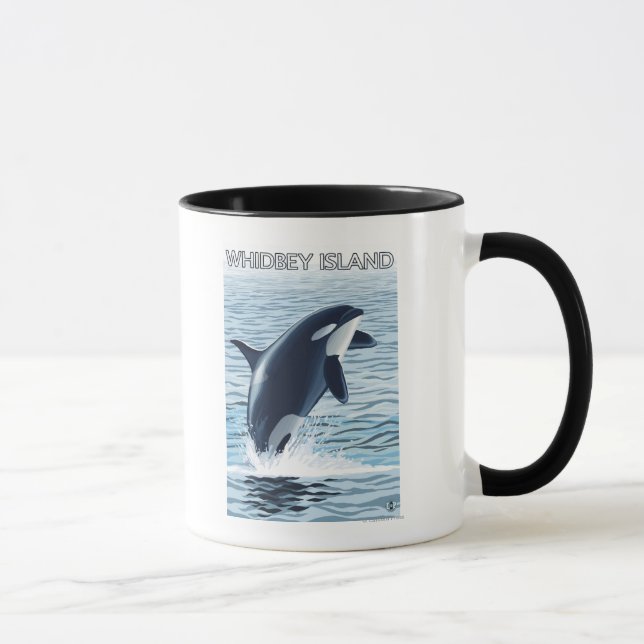 Caneca Ilha Whidbey, Washington Orca Jumping (Direita)