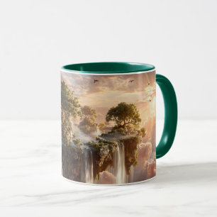 Caneca Ilhas Flutuantes Surreais Com Cachoeiras