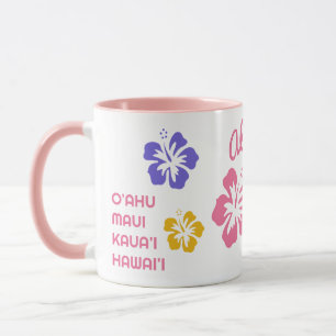 Caneca Ilhas Hawaii de Texto Personalizado