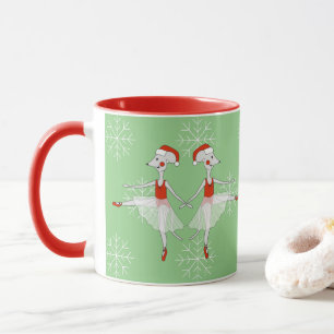 Caneca illusima Bailarina Ratos Natal Flocos de Neve