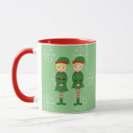 Caneca illusima Elf Crianças Natal Flocos de Neve Verde C