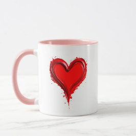 Caneca Illustration artistique d’un cœur rouge éclatant.