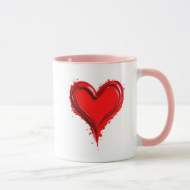 Caneca Illustration artistique d’un cœur rouge éclatant.