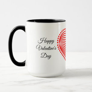 Caneca Ilusão Óptica de Linha de Arte de Coração Romântic