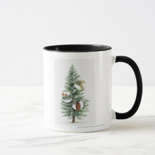 Caneca Ilustração da árvore conífera com cones